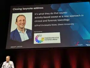 Professor Nick Buckley introducing an outstanding Closing Keynote from A/Professor Christophe Stove from Ghent University.